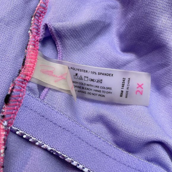 Marilyn Monroe Swimwear One Piece‎ Swimsuit Cold Shoulder Pink Floral Print 2X - Picture 7 of 7